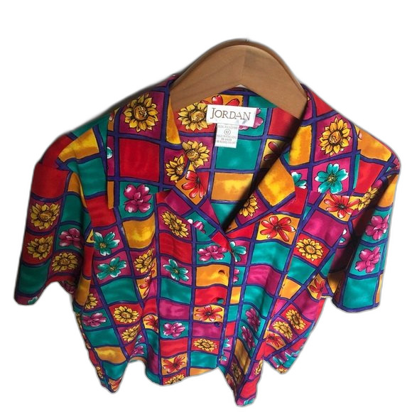 Jordan Vintage Flower Button-Up Size 12 - Picture 4 of 12